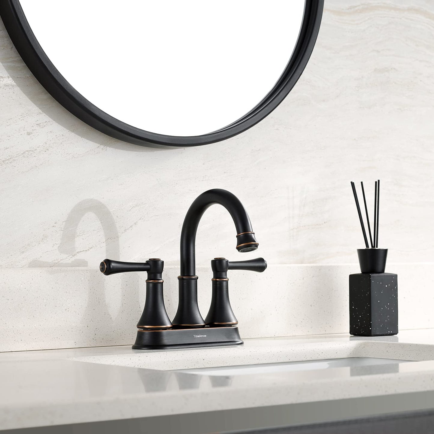 4 Inch Oil Rubbed Bronze Bathroom Centerset Faucet with Pop up Drain
