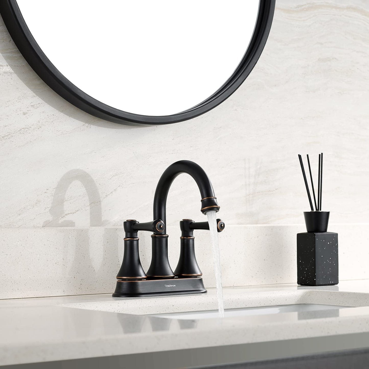 4 Inch Oil Rubbed Bronze Bathroom Centerset Faucet with Pop up Drain