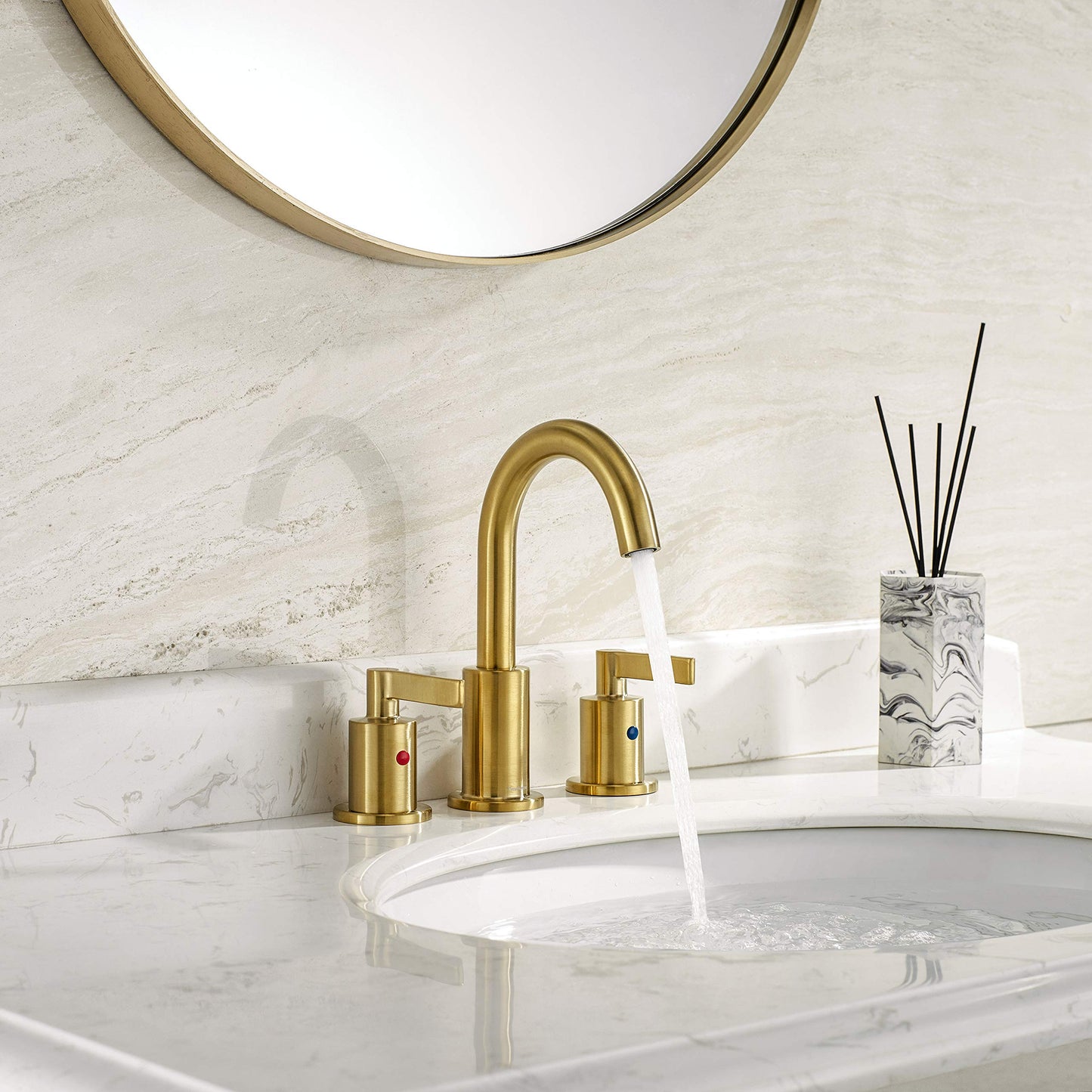 Brushed Gold Widespread Bathroom Faucet