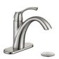 Brushed Nickel Single Handle Bathroom Faucet with Pop up Drain and Water Supply Hose