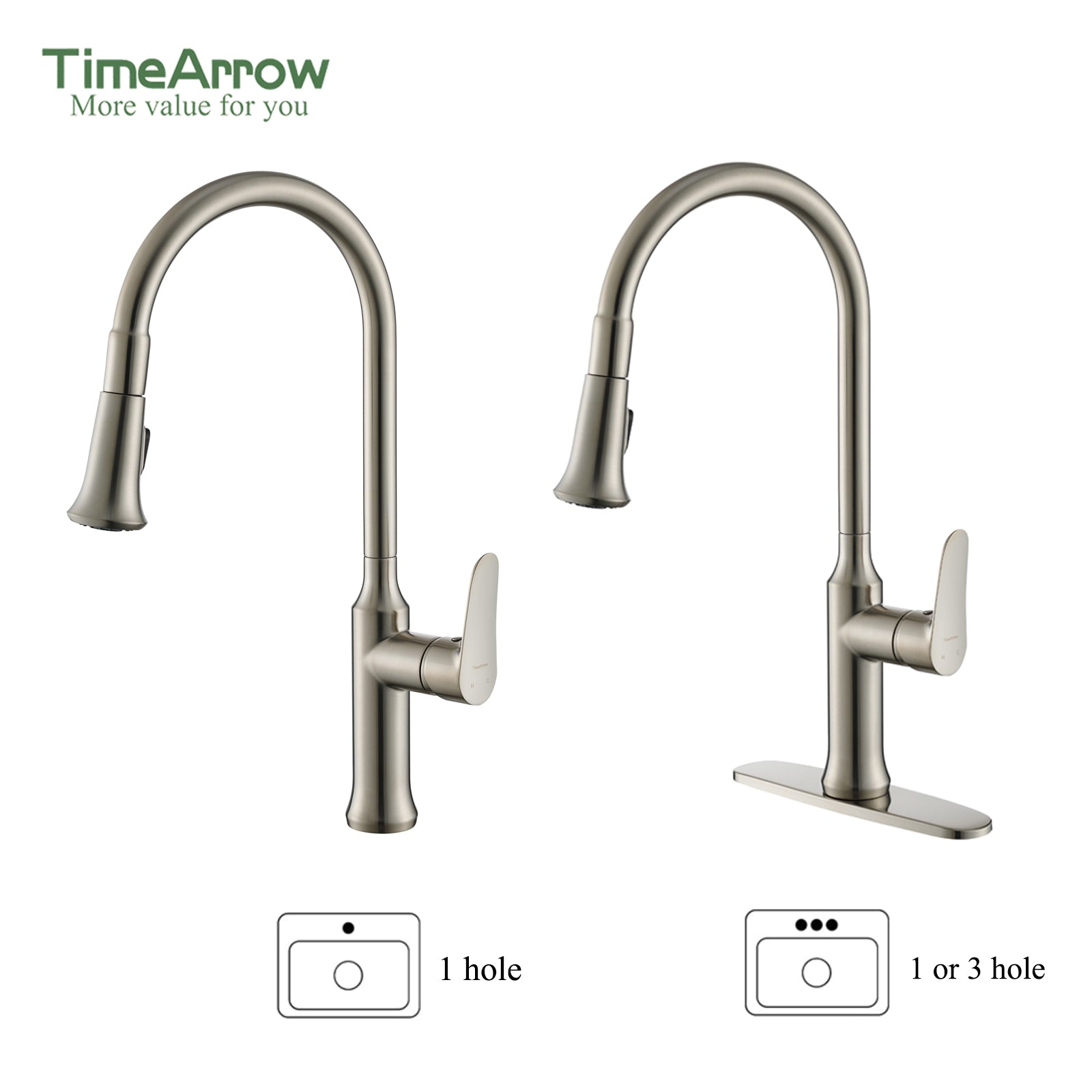 Brushed Nickel Kitchen Faucet with Pull Down Sprayer 