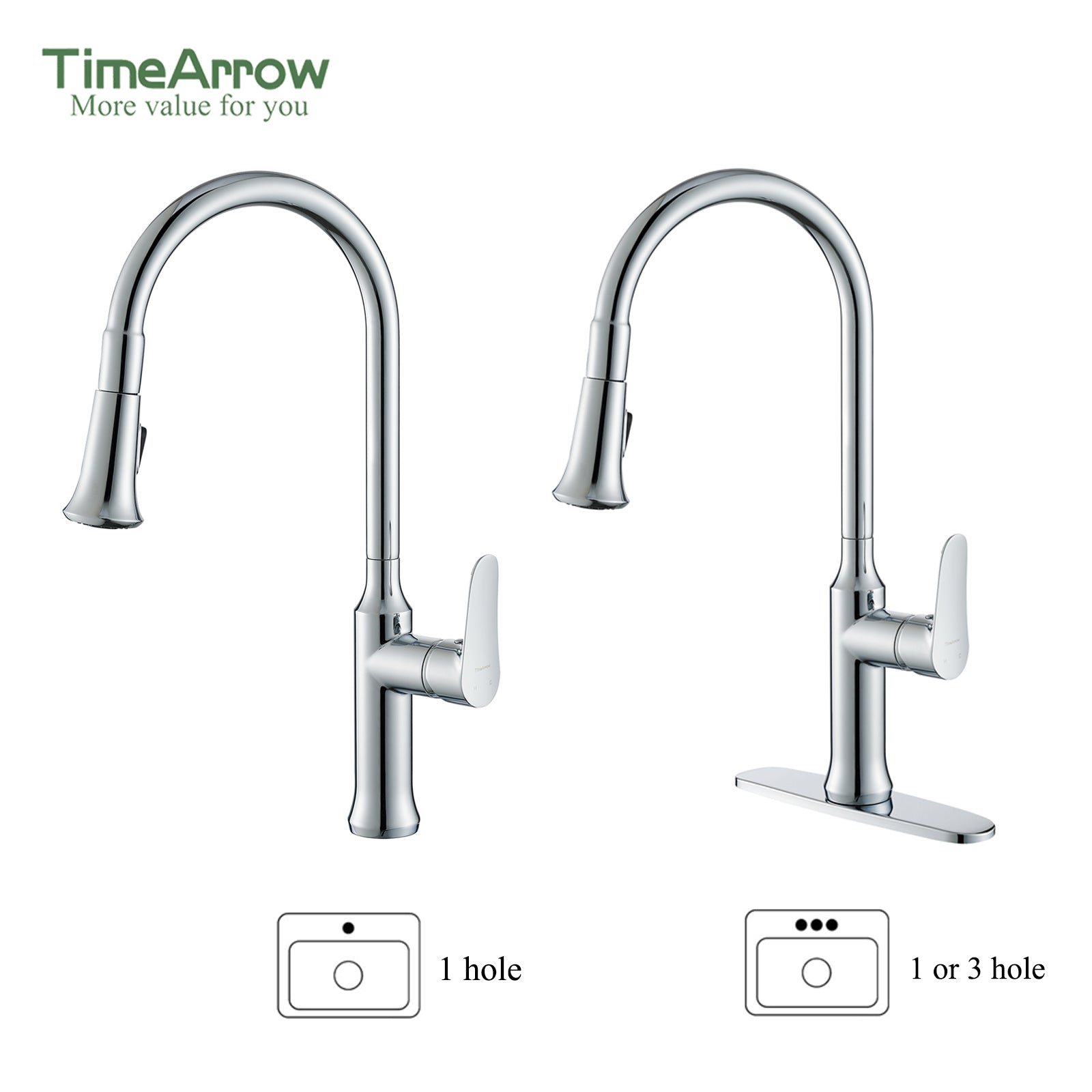 TimeArrow Chrome Single Handle Kitchen Faucet with Pull Down Sprayer