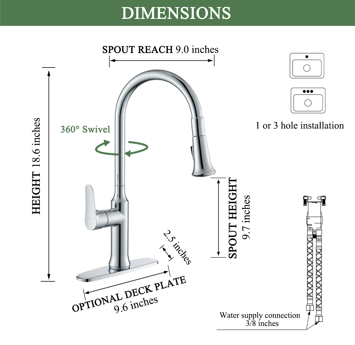 TimeArrow Chrome Single Handle Kitchen Faucet with Pull Down Sprayer