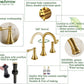 8 Inch Brushed Gold Widespread Bathroom Sink Faucet