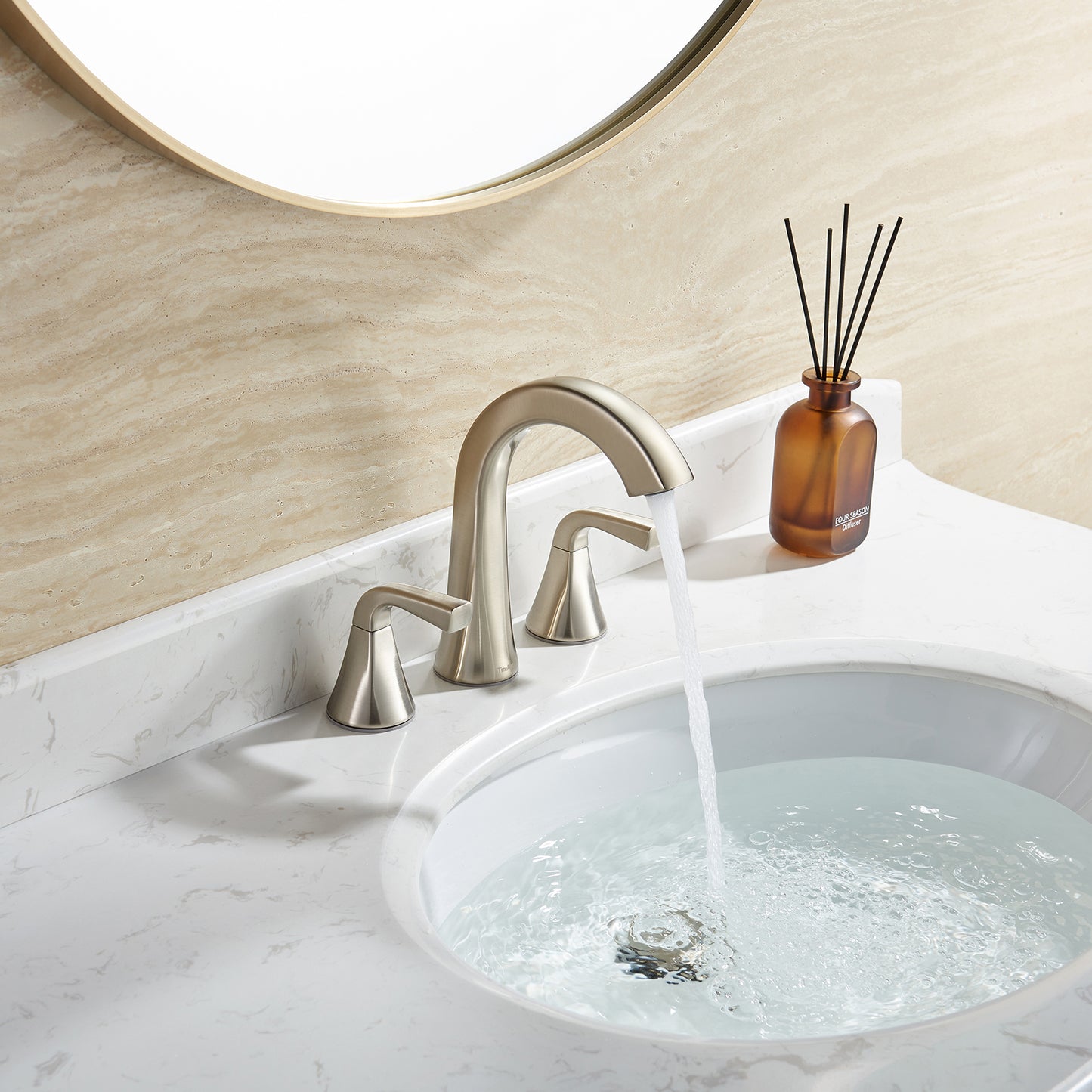 Bathroom Faucet with Pop-up Drain and Supply Lines, Brushed Nickel Widespread Bathroom Sink Faucet for Lavatory Vanity RV Farmhouse, TAF826-BN