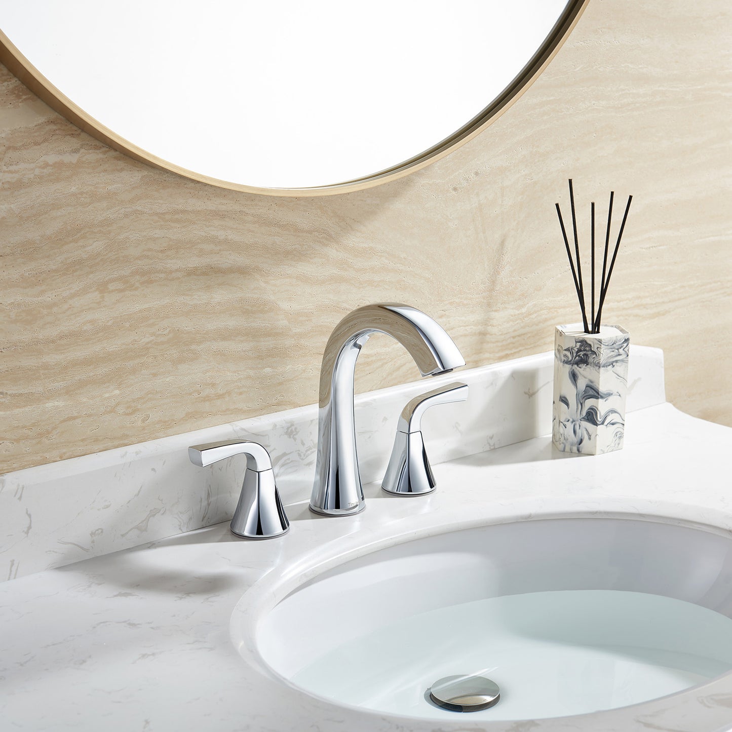 Bathroom Faucet for Sink 3 Hole, Chrome 8 Inch Widespread Bathroom Sink Faucets with Pop-up Drain and Supply Lines, Lavatory Vanity Faucets, TAF826-CP