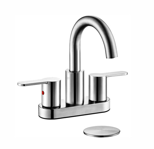 4 Inch Chrome Bathroom Centerset Faucet with Pop-up Drain