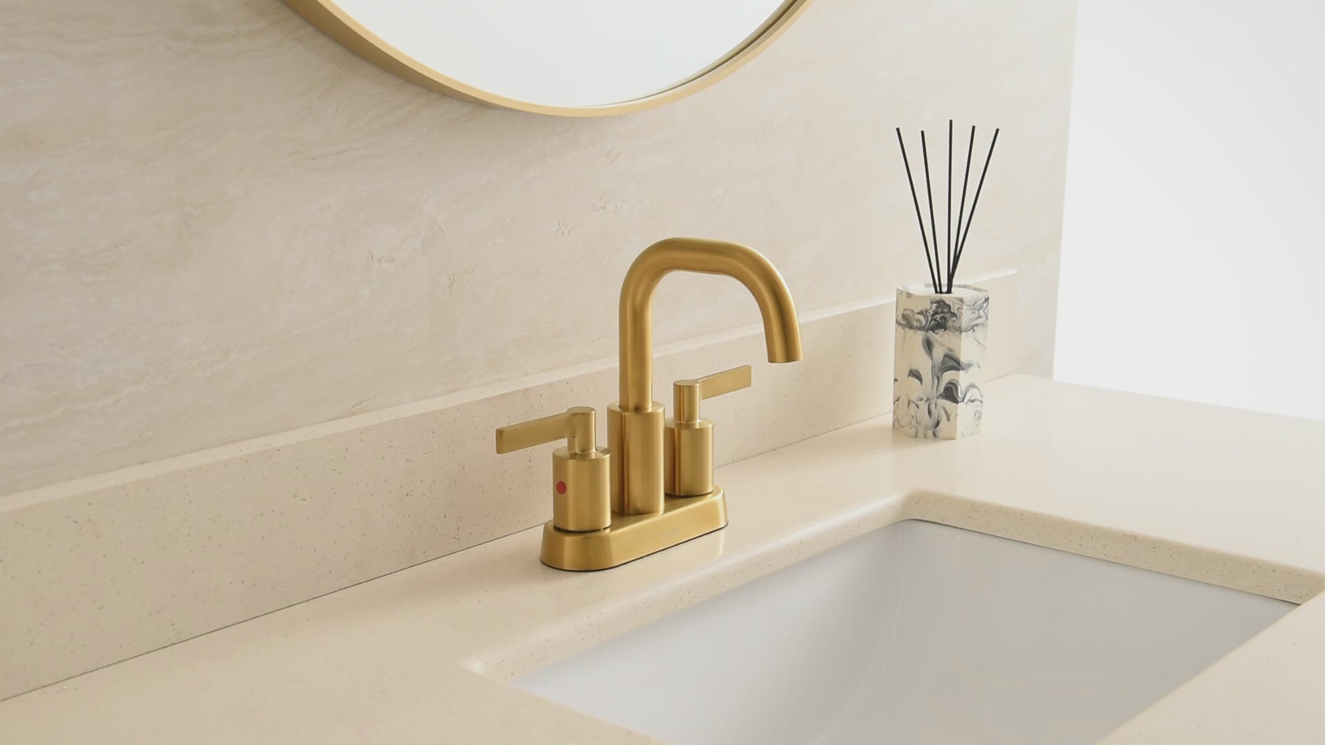 4 Inch Brushed Gold Centerset Bathroom Faucet