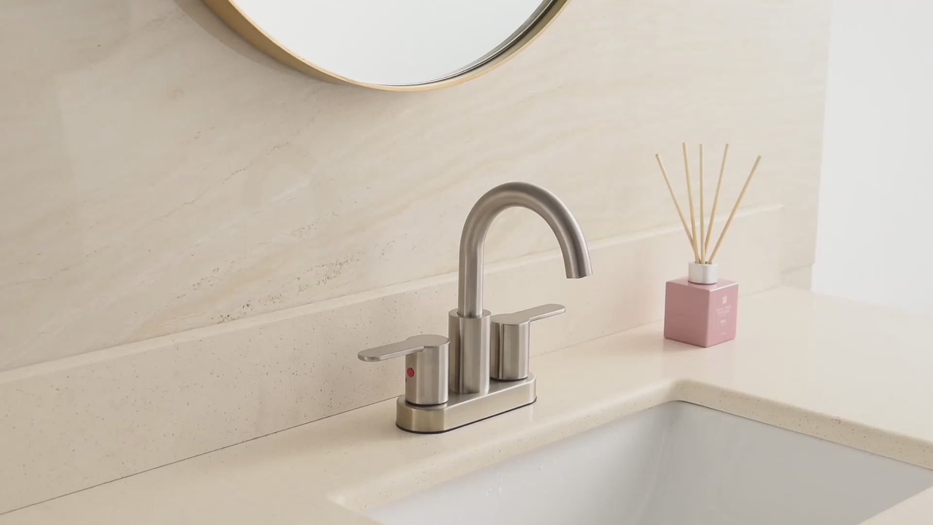 4 Inch Brushed Nickel Bathroom Centerset Faucet with Pop-up Drain