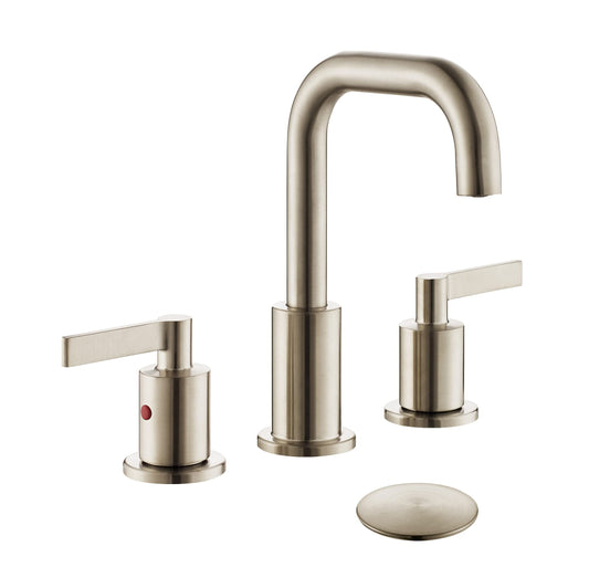 8 Inch Brushed Nickel Widespread Bathroom Faucet with Pop up Drain