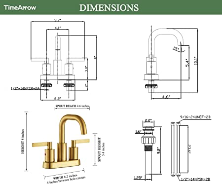 4 Inch Brushed Gold Centerset Bathroom Faucet