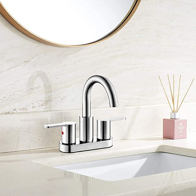 4 Inch Chrome Bathroom Centerset Faucet with Pop-up Drain