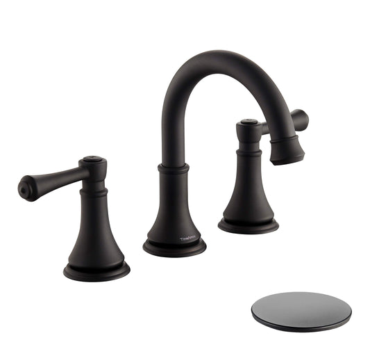 8 Inch Matte Black Widespread Bathroom Sink Faucet