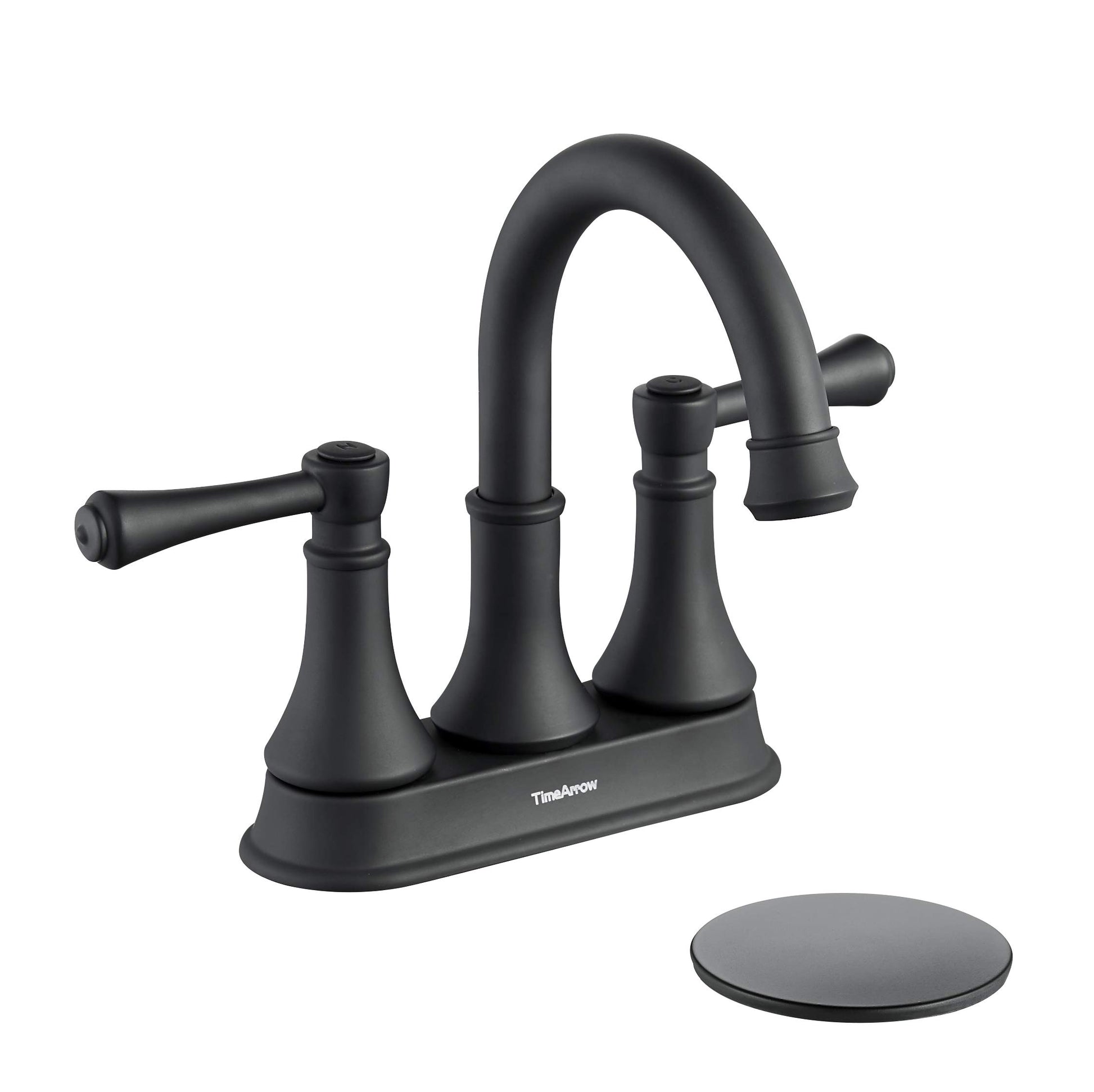 4 Inch Matte Black Bathroom Centerset Faucet with Pop up Drain