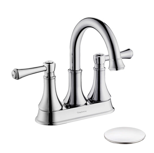 4 Inch Chrome Bathroom Centerset Faucet with Pop up Drain