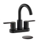 4 Inch Matte Black Bathroom Centerset Faucet with Pop-up Drain