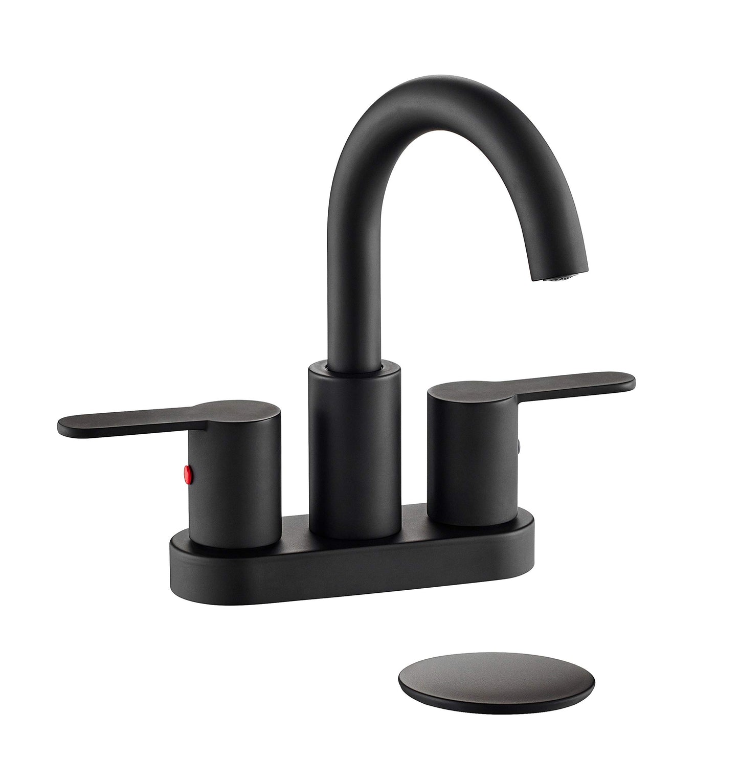 4 Inch Matte Black Bathroom Centerset Faucet with Pop-up Drain