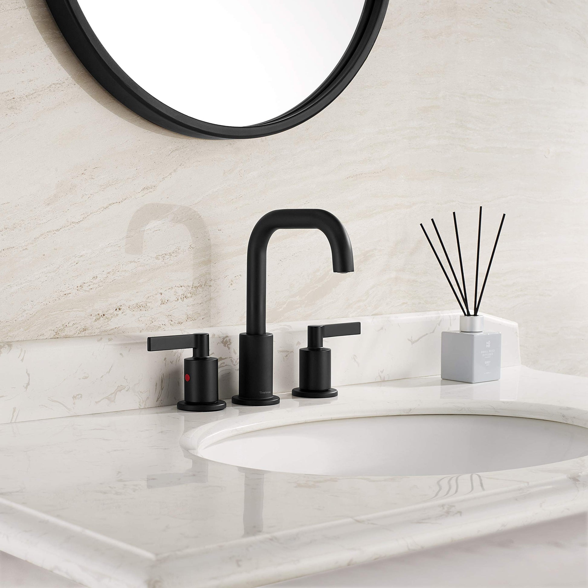 8 Inch Matte Black Widespread Bathroom Faucet with Pop up Drain