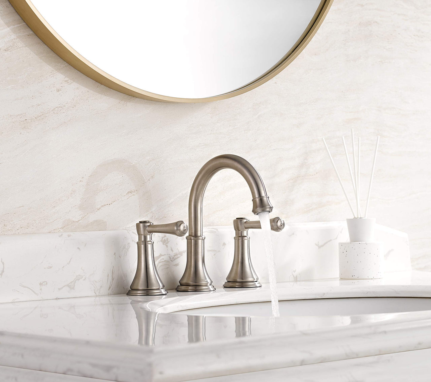 Brushed Nickel Widespread Bathroom Faucet