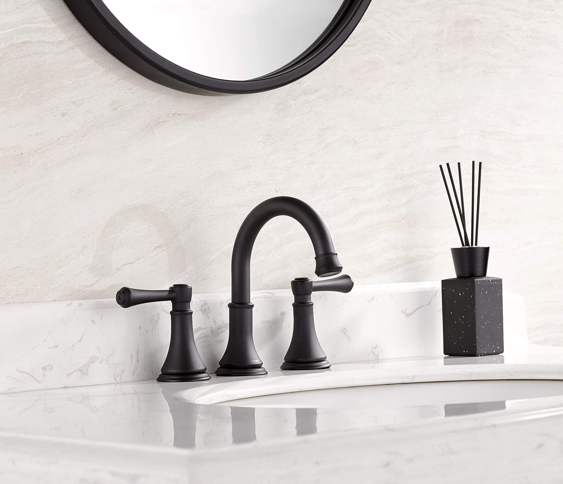 8 Inch Matte Black Widespread Bathroom Sink Faucet