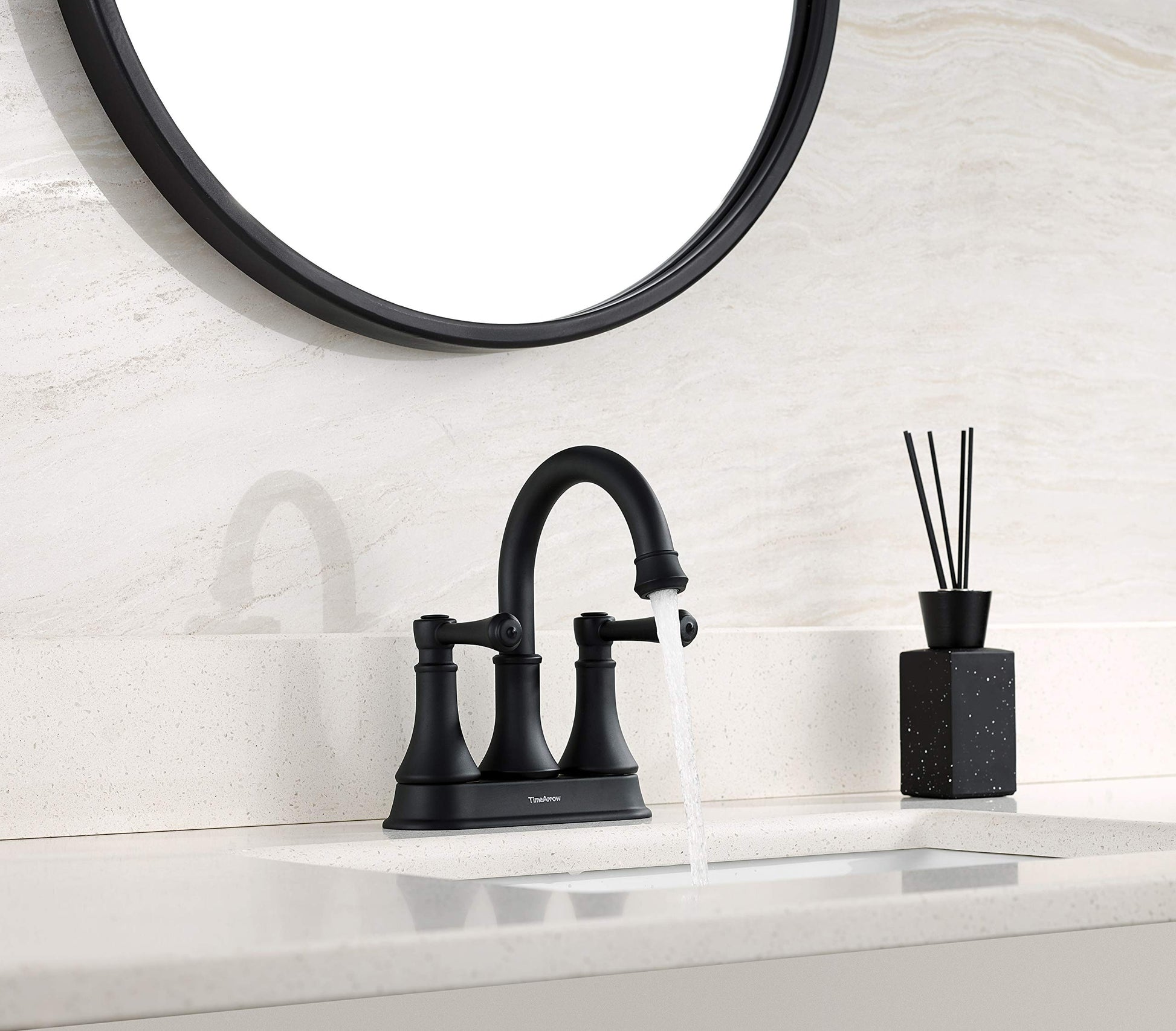 4 Inch Matte Black Bathroom Centerset Faucet with Pop up Drain