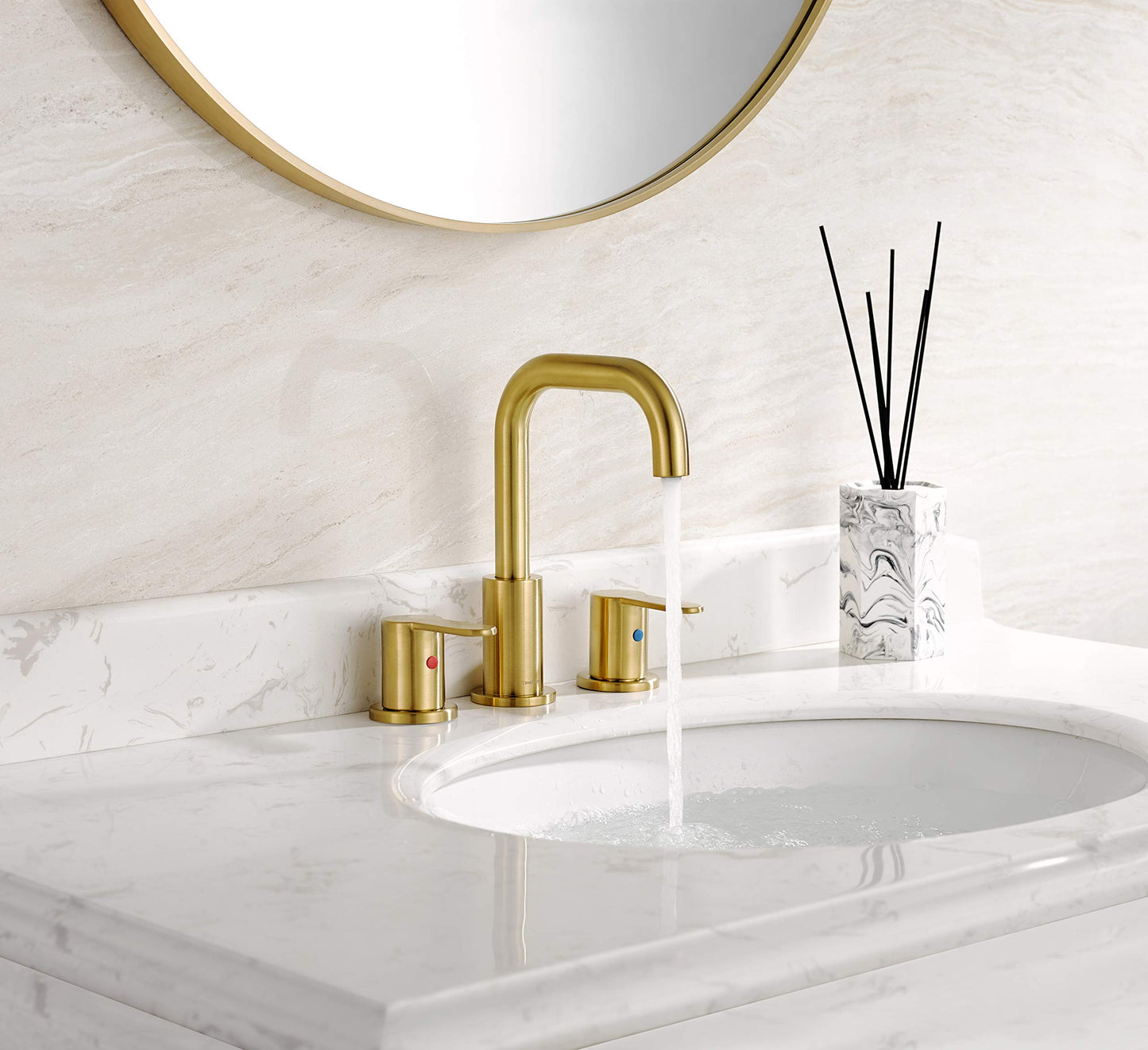 Brushed Gold Widespread Bathroom Faucet