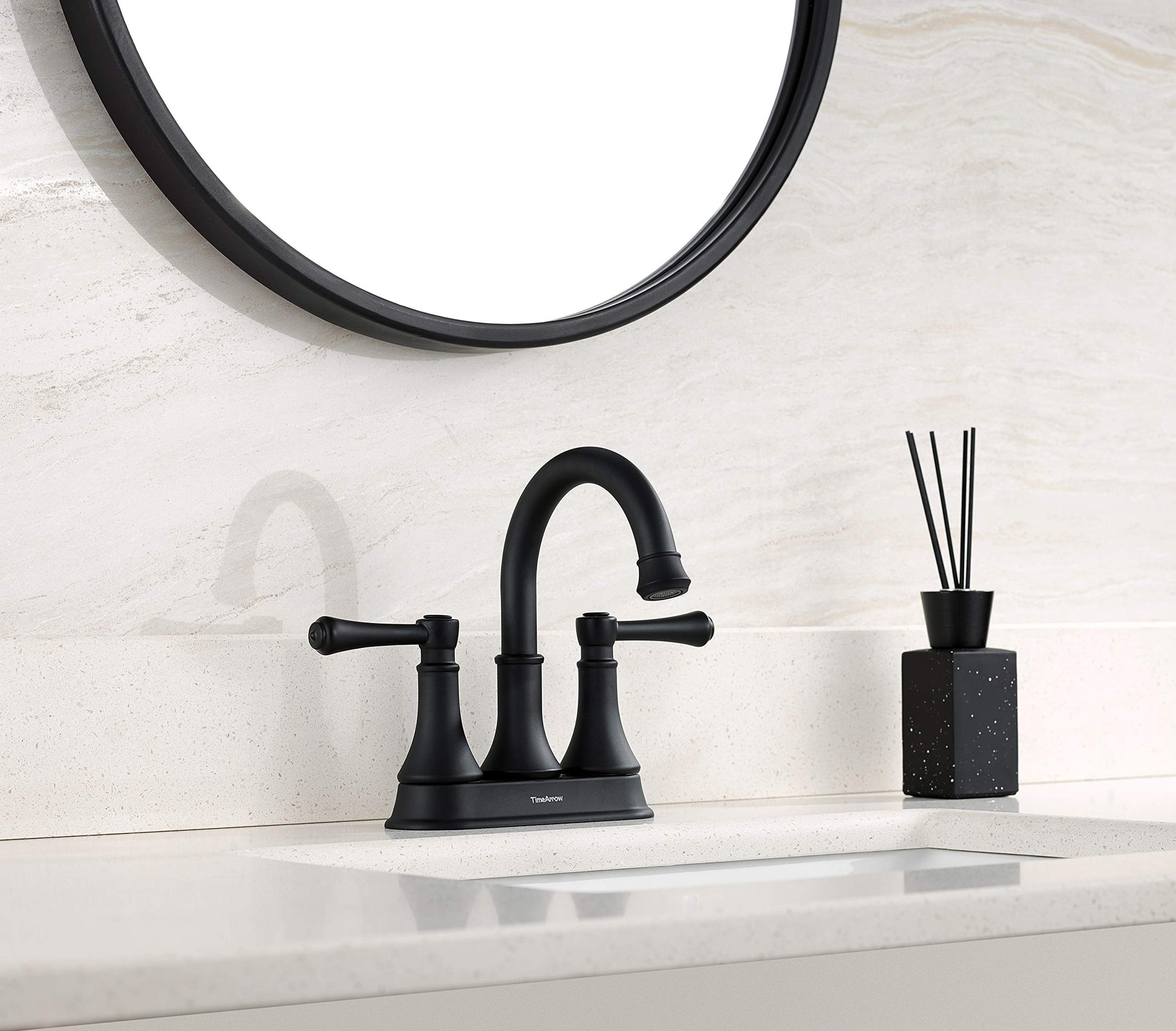 4 Inch Matte Black Bathroom Centerset Faucet with Pop up Drain