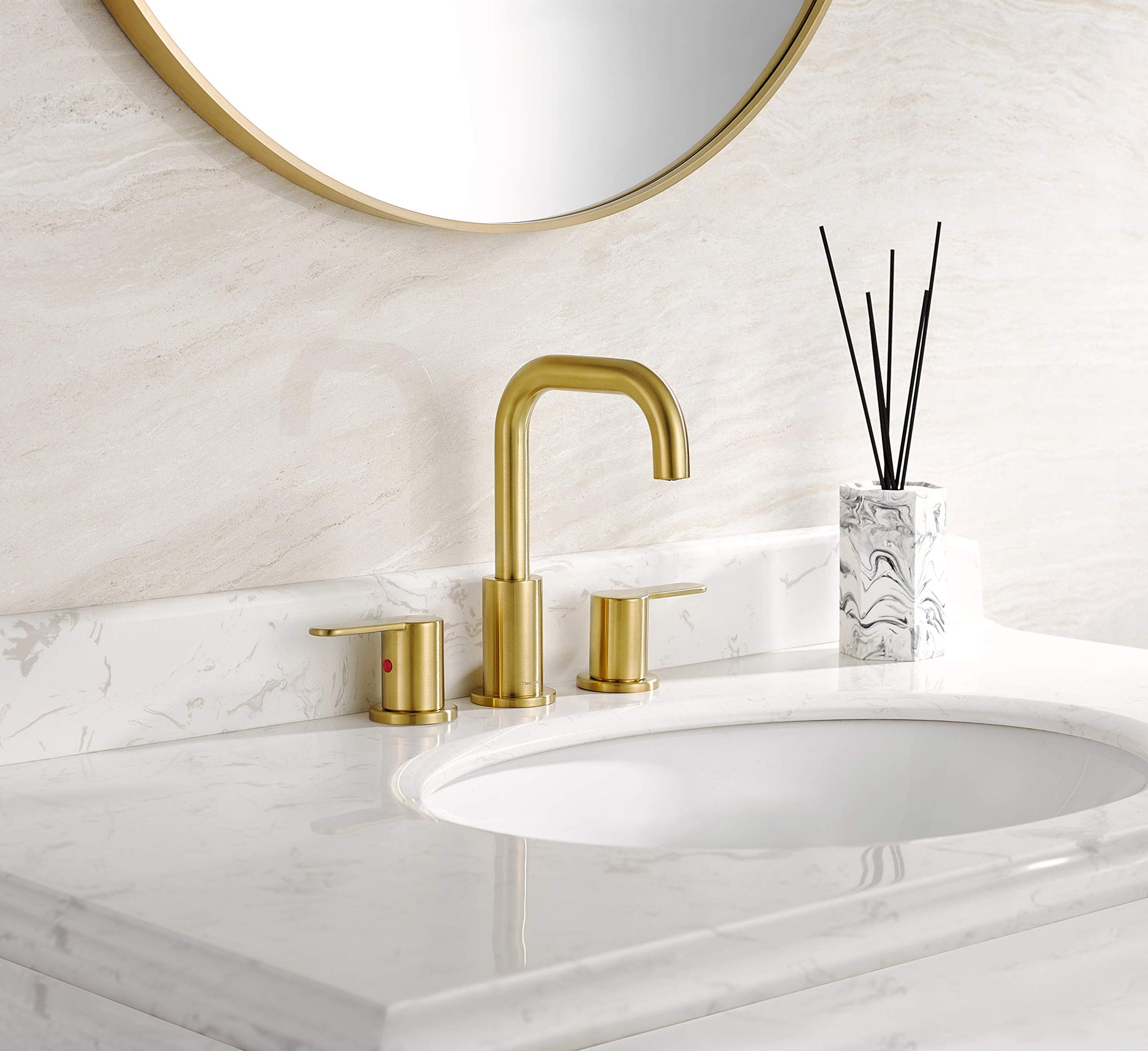 Brushed Gold Widespread Bathroom Faucet