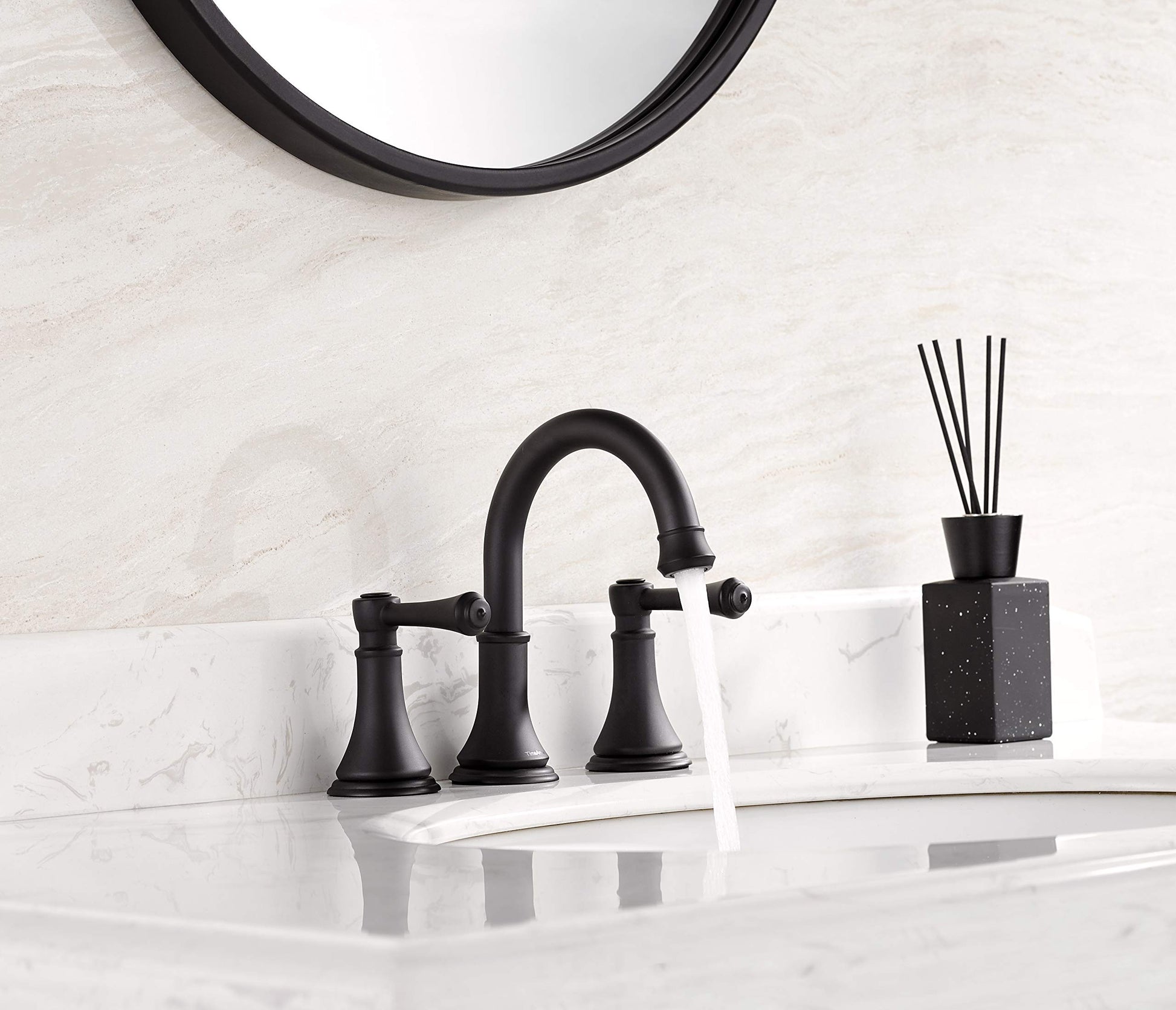 8 Inch Matte Black Widespread Bathroom Sink Faucet