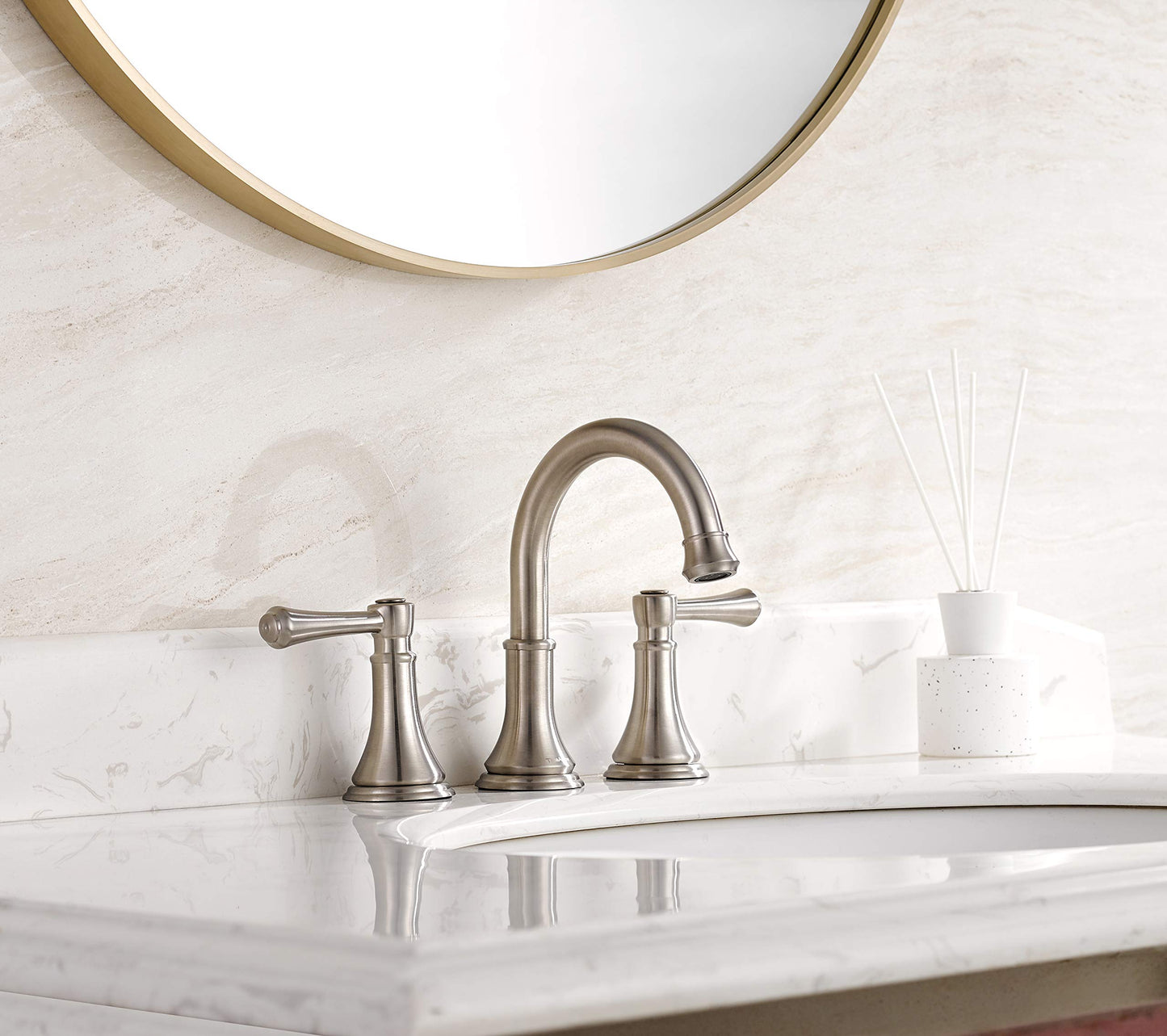 Brushed Nickel Widespread Bathroom Faucet