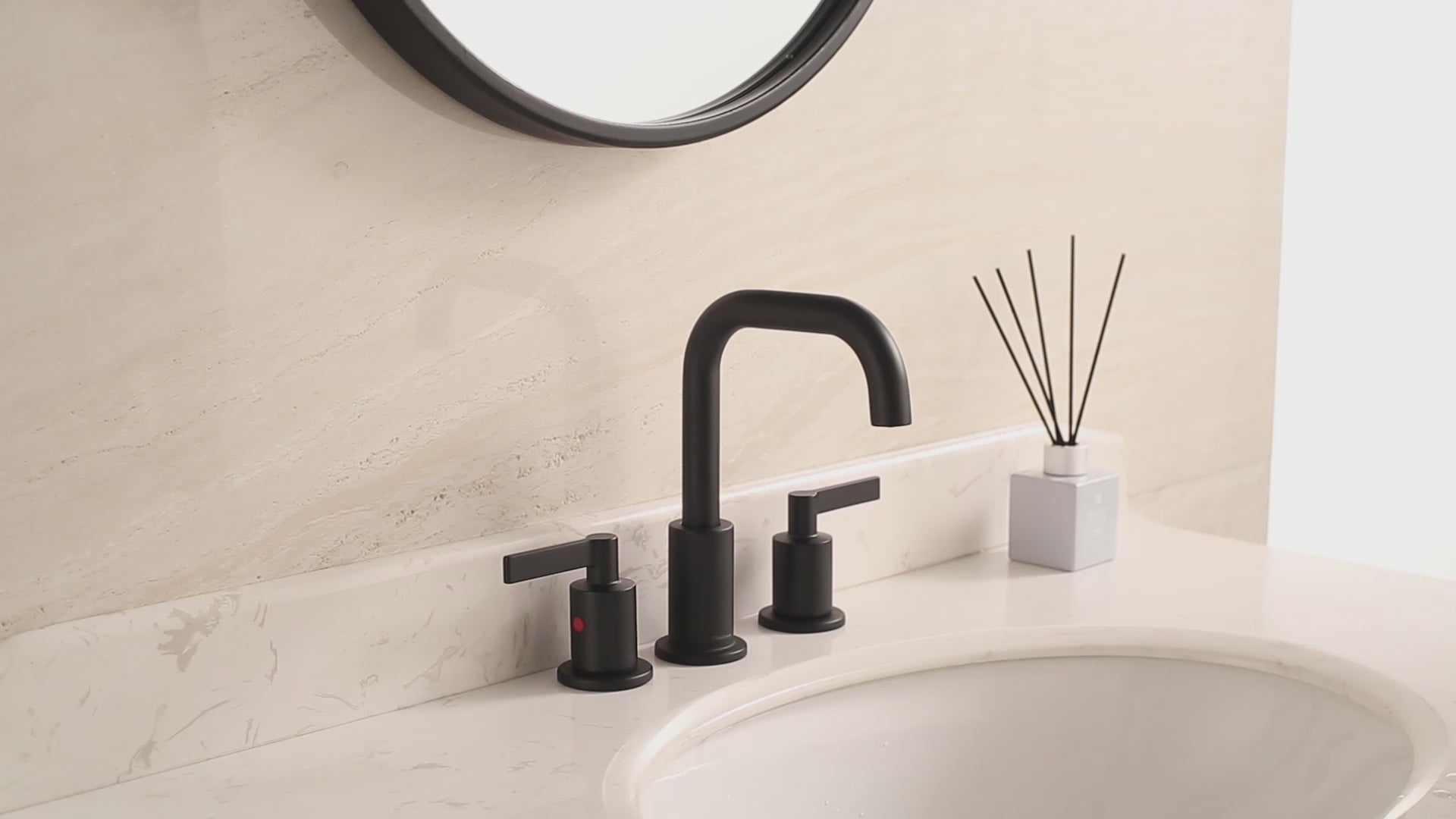 8 Inch Matte Black Widespread Bathroom Faucet with Pop up Drain