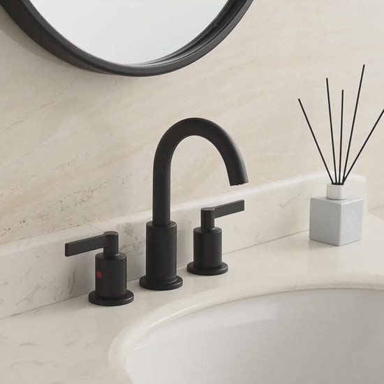 8 Inch Matte Black Widespread Bathroom Faucet